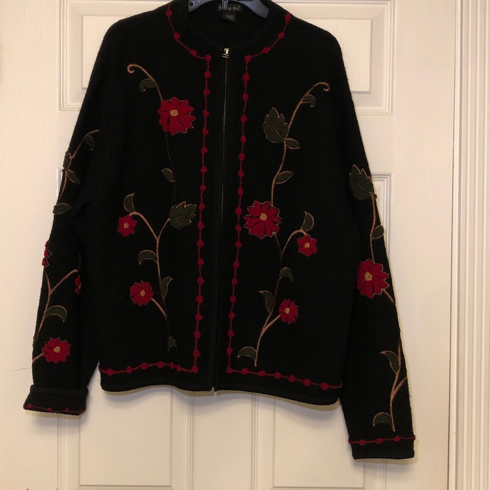 Black Floral Embroidered Jacket